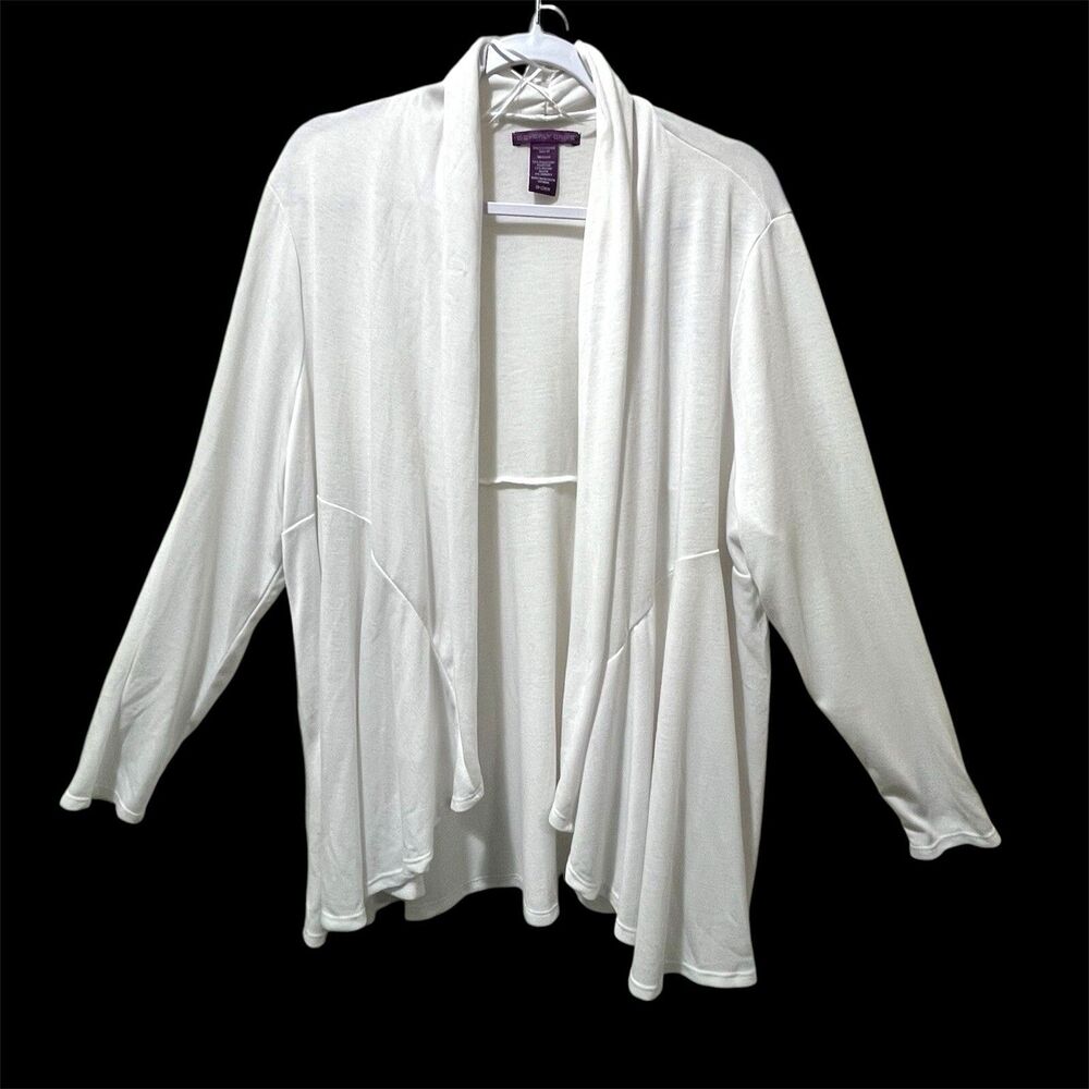 Beverly Drive NWT White Waterfall Cardigan Plus Size 2X 20W Open Front Drape